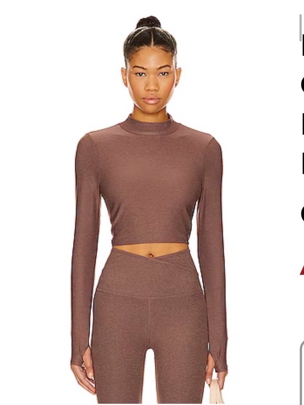 Beyond Yoga Featherweight Moving On Mock Neck Long Sleeve Crop Top